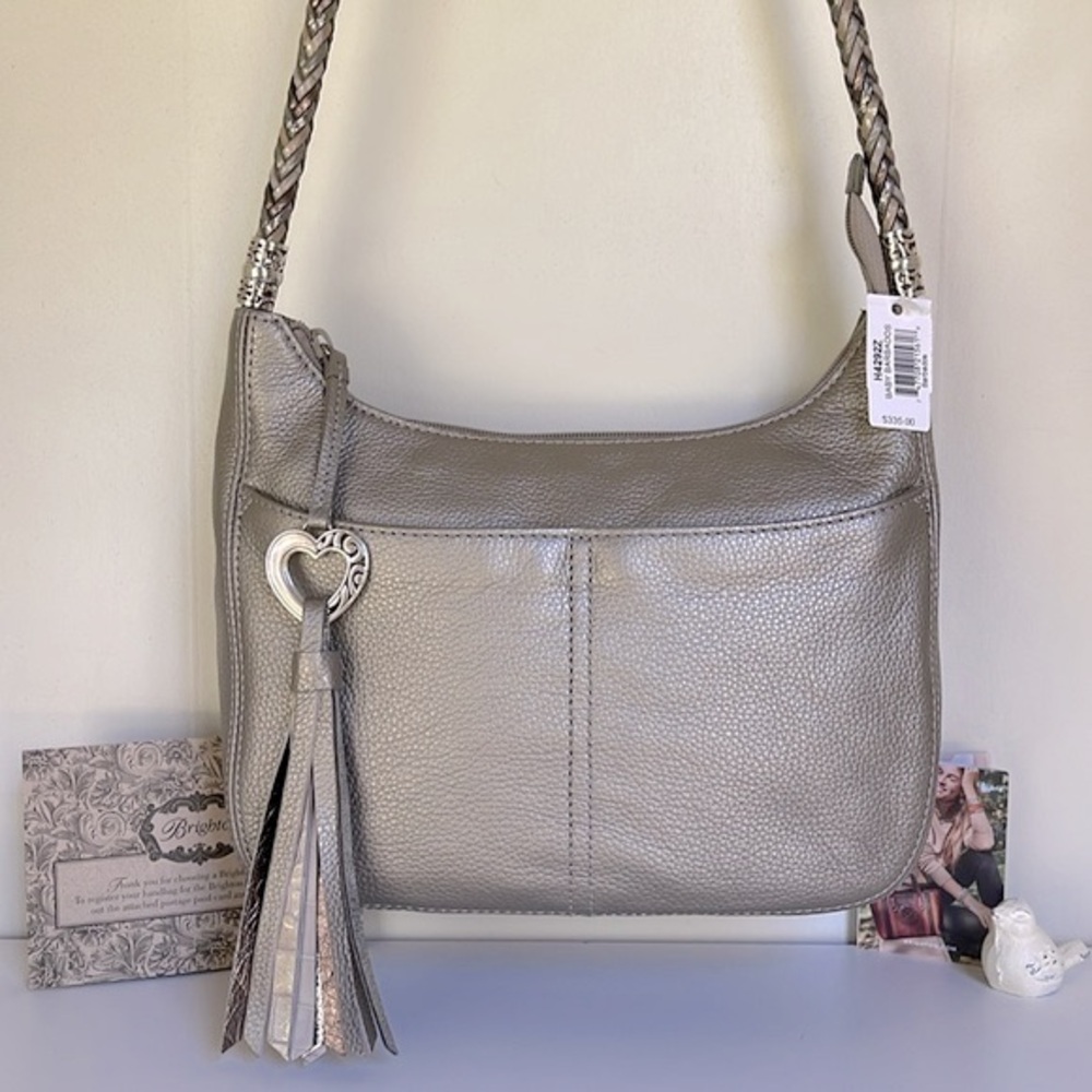 Brighton Metallic Crossbody Bag with Heart Accent